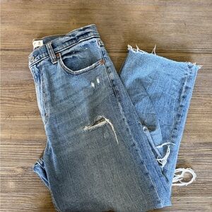 Abercrombie & Fitch Light Blue Distressed Cropped Jeans